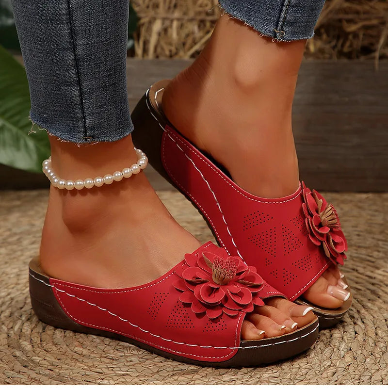 Women's Sandals Soft Heels Sandals Summer 2025 Casual Wedges Heeled Shoes Women Elegant Low Platform Slippers Sandalias Mujer