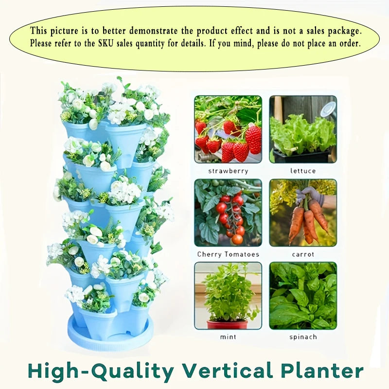 Vertical Plantation Tower Style Garden, Stackable Herb Garden Plantation, Vegetable Planting Pot, Petal Shaped Flower Pot