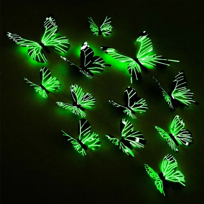 Wandsticker 2025: 12Pcs 3D-Luminous Butterfly - Creative Wall Art Collection