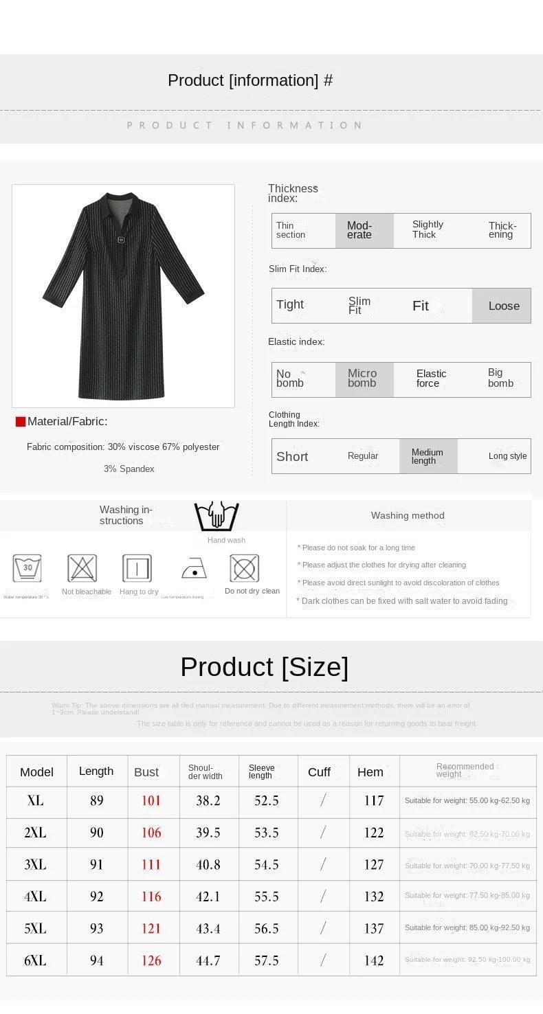 Your Wife's Plus Size Women's Dress for Spring and Autumn High-end Mothers Covering Flesh and Slimming Bottom Layer Shirt