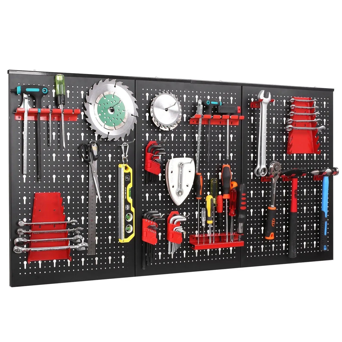 117x55cm Metall Pegboard Wall Organizer, Haken 17PCS Kit, Garage Storage Bins, Panel Tool Organizer Pegboard Wall Control