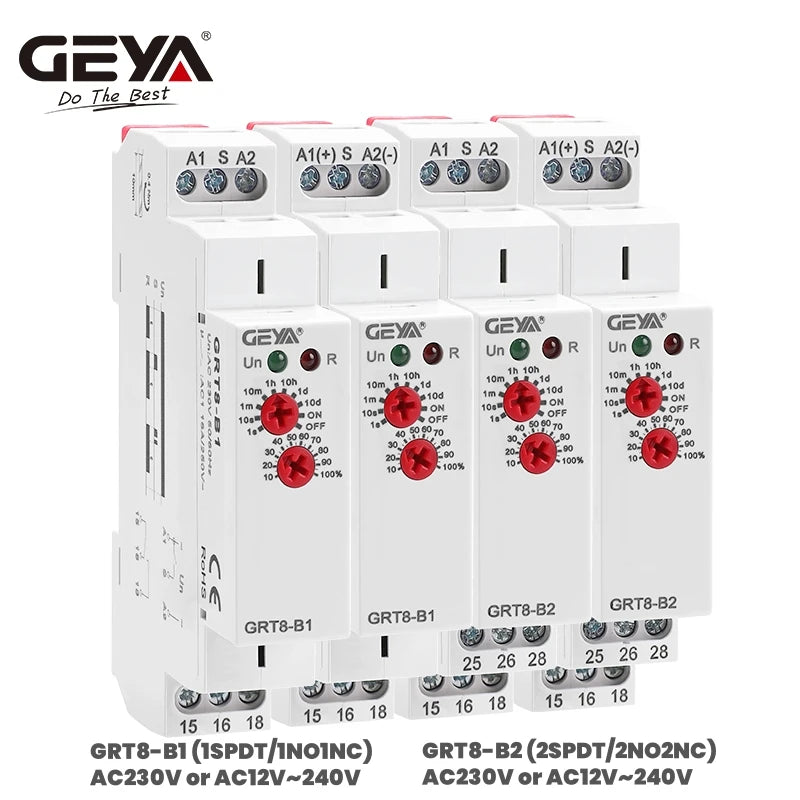 GEYA GRT8-B Off Delay Time Relay Electronic 16A AC230V OR AC/DC12-240V CE CB Approved