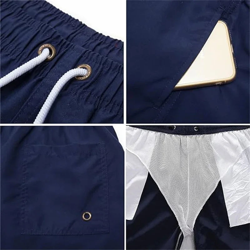 Herren Schwimmschorts 2025: HooThreads Polyester Pockets Mesh Liner Casual Beach - Quick Dry Schwimmen Baden Board Shorts Schwimmanzug