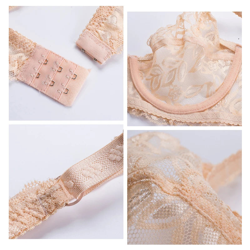 Lenjerie intimă pentru femei, confortabilă, clasică, elegantă, lenjerie din dantelă, transparentă, elegantă, sutien solid cu armătură, elastic, moale, fără cusături, calcinha