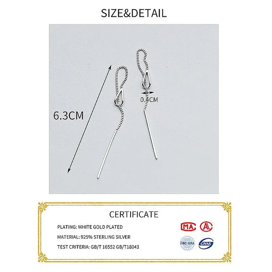 INZATT 925 Sterling Silber 6,3cm Lange Quasten-Ketten Bar Hängende Tropfen Ohrringe für Frauen Mode Schmuck Hochzeitsgeschenk - Golden Bridge Store