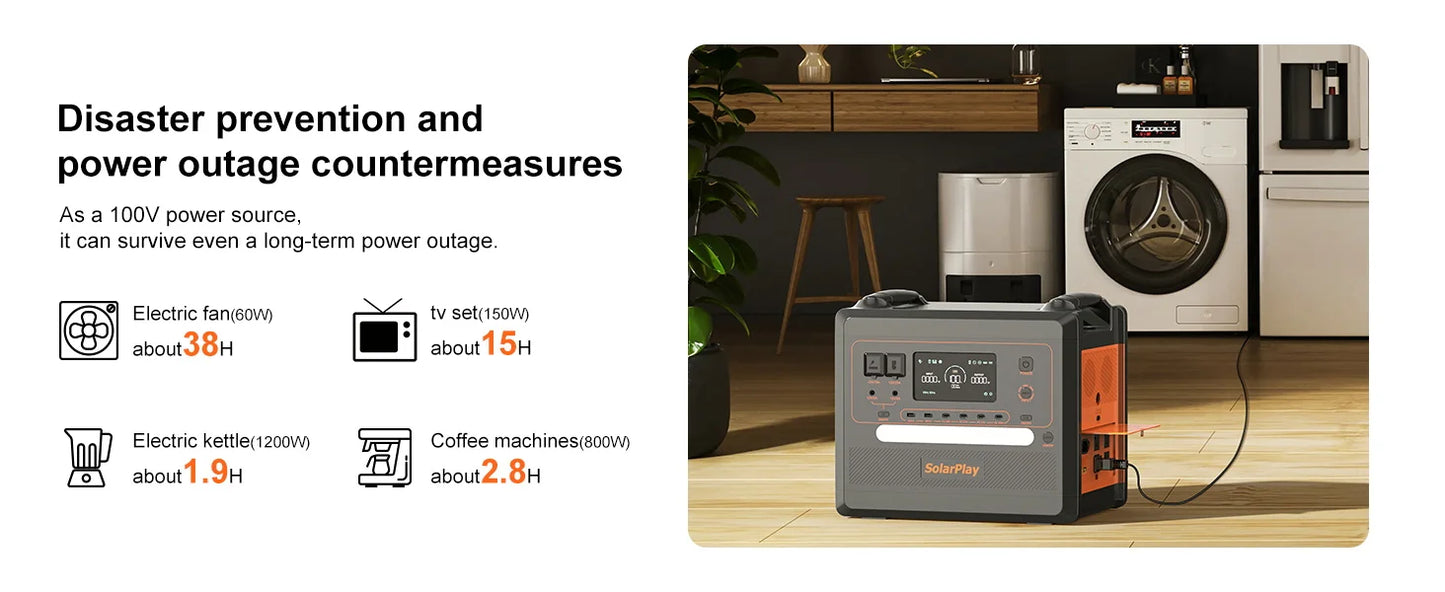 Powerstation 2025: SOLARPLAY 2500W Electric Power Station Q2402M - Energy Storage 2304WH Home Lifepo4 Battery UPS Mode Camping Accessories Outdoor Collection