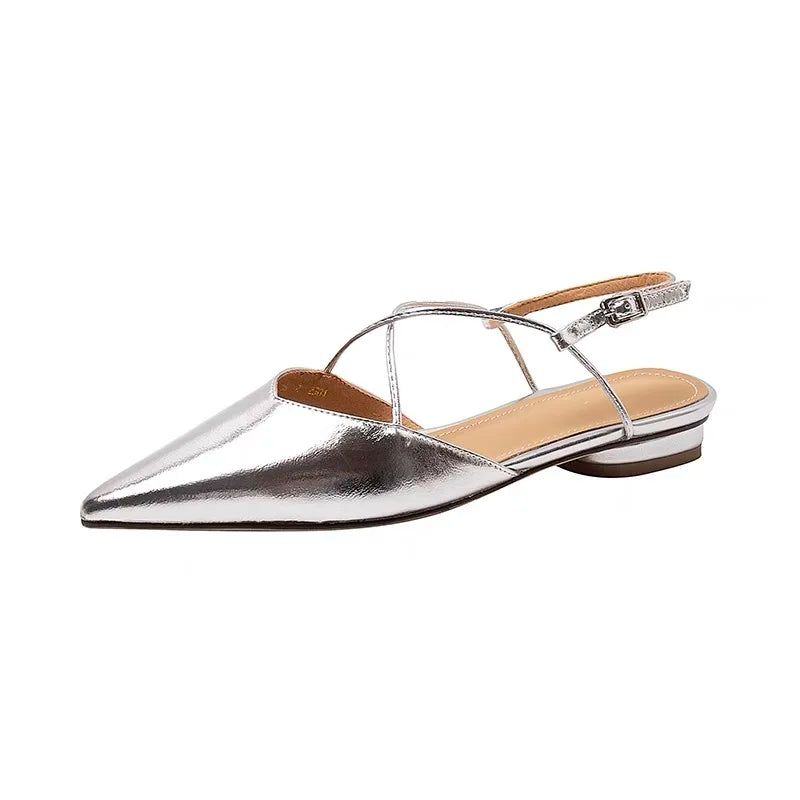 Designer Women Flats Sandals Elegant Pointed Toe Slingback Shoes Woman Summer 2025 Trend Fashion Flip Flops Sandalias De Mujer