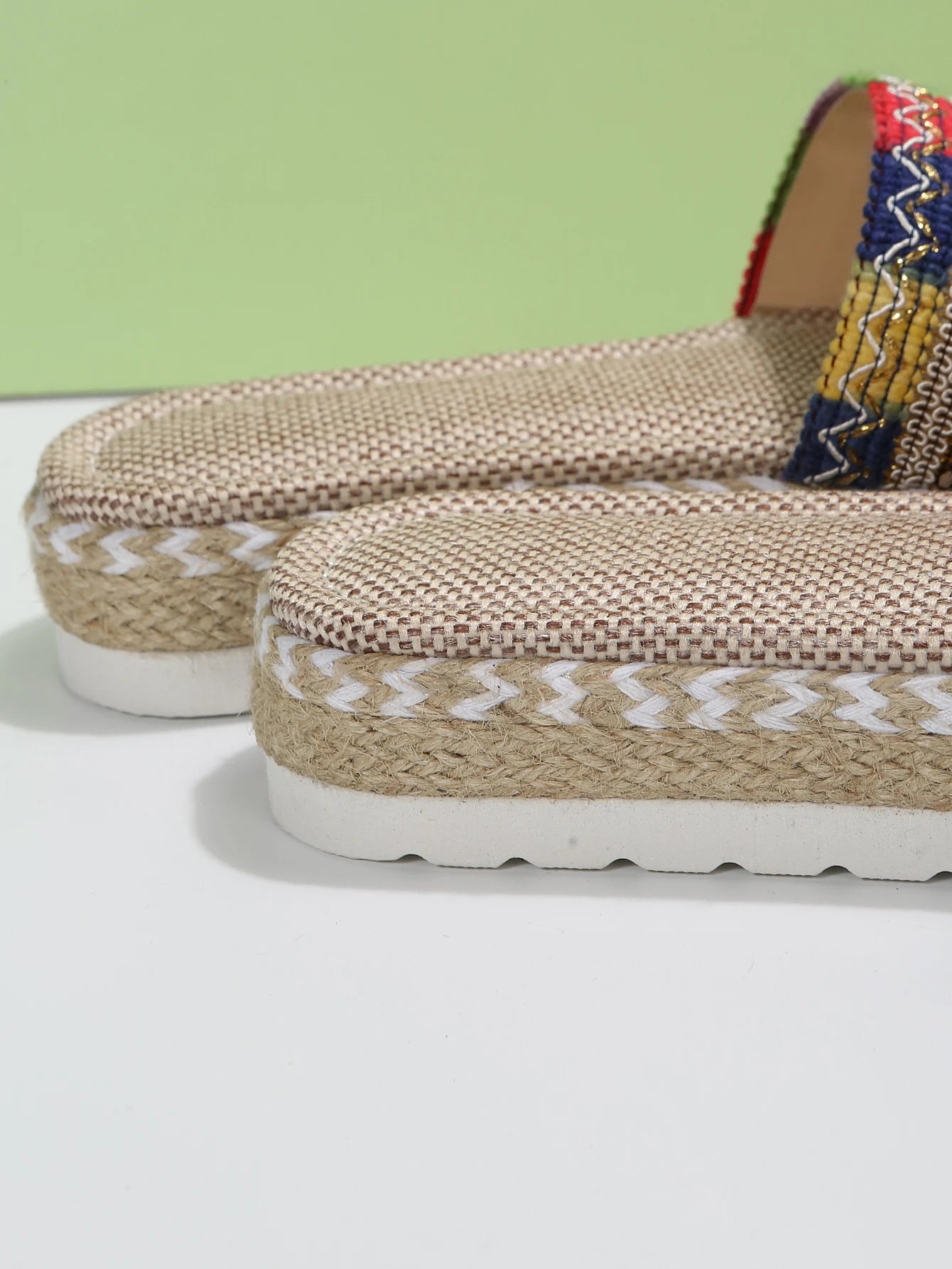 Gewebte Damen Pantoletten Platform - Sommer Schuhe für Damen 2025 Neu - Strand Casual Absatz Sandalen Bohemian Handgemacht Espadrilles