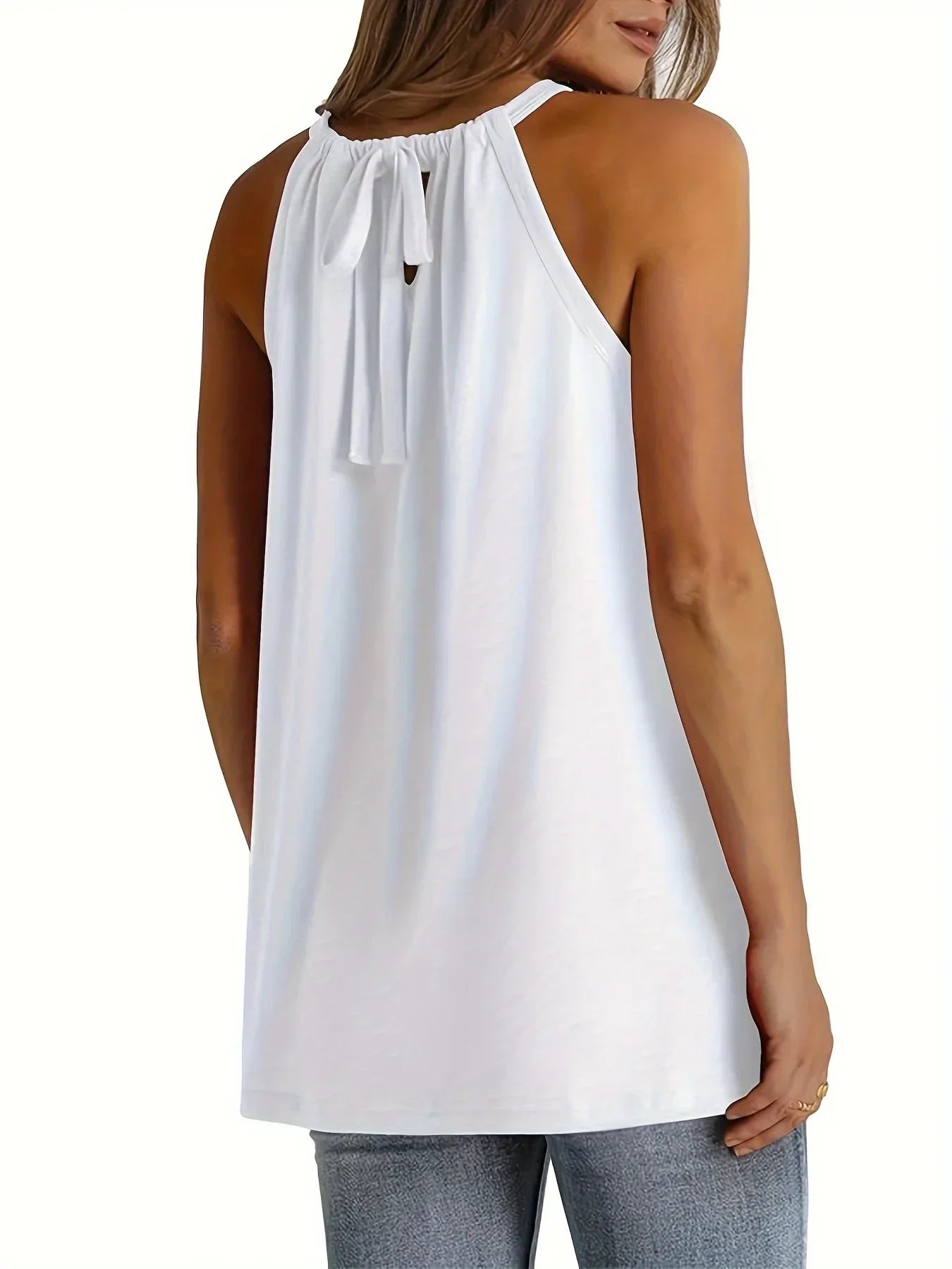 Summer Tops For Women Tops Casual Tunic Tops To Wear With Leggings Womens Blouse Halter Tank Tops Summer High Neck Sleeveless - Golden Bridge Store