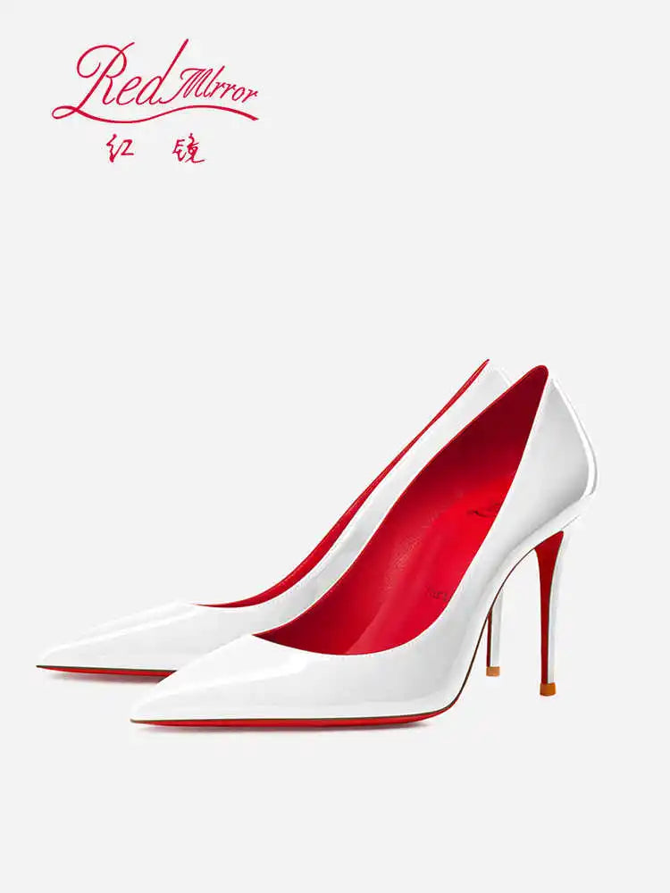 elegant woman heeled shoes 2024 trend luxury Brand Women High Heels Red Shiny Bottoms shallow Pumps Pointed Toe elegant Women 12cm