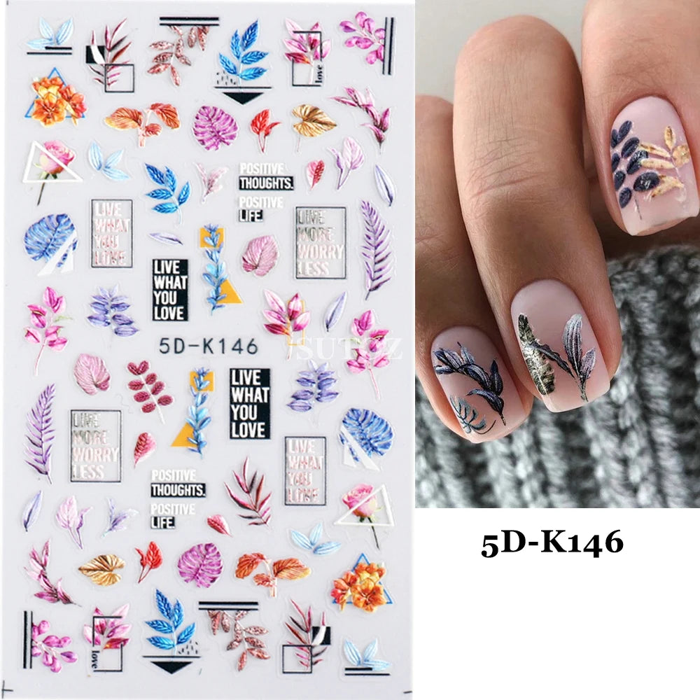GL5D-K256 5D Sonnenblumen Nagelsticker - Herbstdesign Prägung