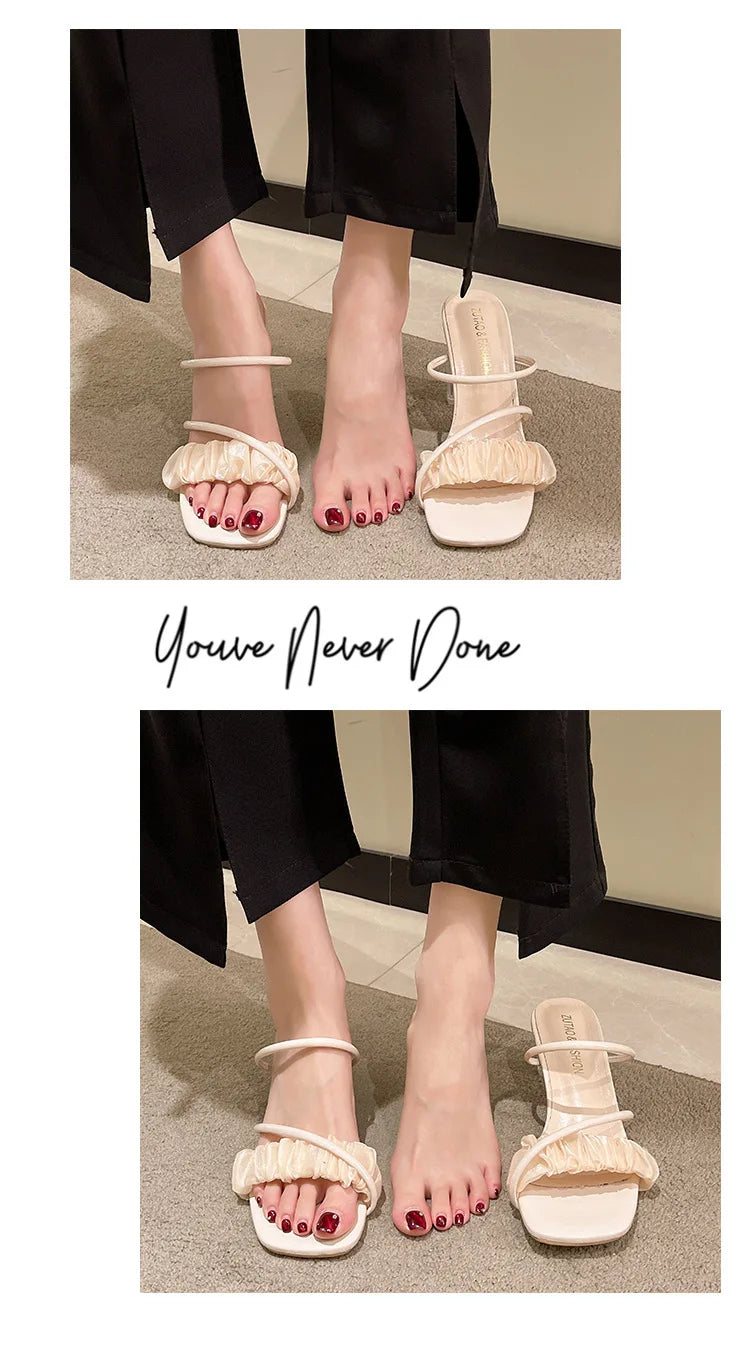 Elegant Women Crystal Shoes Summer Pumps Sandals Jelly Slippers Open Toe High Heels Women Slippers Shoes Heel Clear Sandals