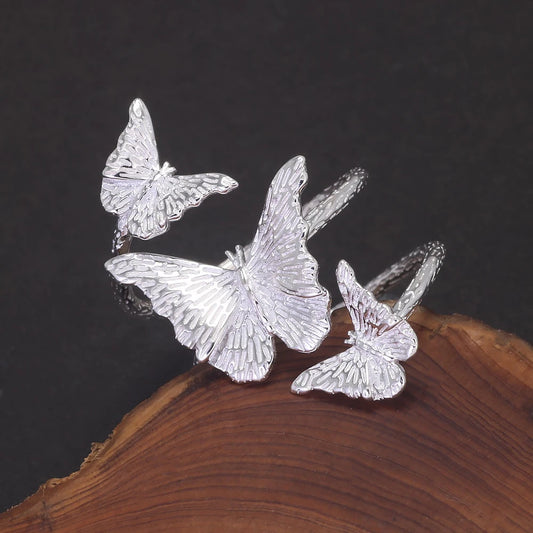Fashion Three Butterfly Ring Sterling Silver 925 Women's Ring Minimalist Original Design Opening Type 7-9 Handmade Jewelry