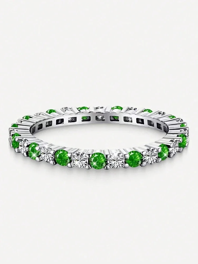 TXD0217 Inel din argint 925 cu zirconiu multicolor - suprapunibil 18 mm