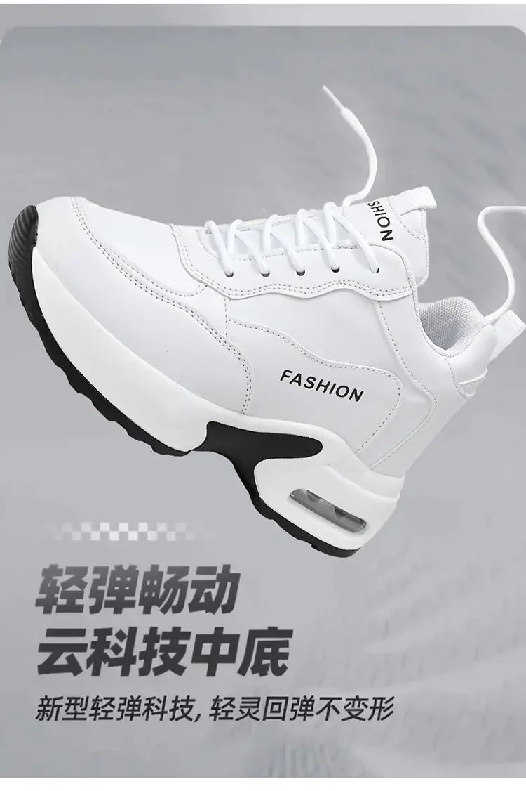 Women Sneakers Thick Soled White Height Increasing High-quality Sports Trend Fashion Walking Breathable Casual Shoes for Women
