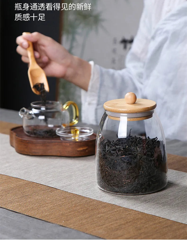 Spherical Glass Food Storage Container with Cork Lids Large Capacity Sealed Glass Bottles Pot Jar for Kitchen Organizer tools