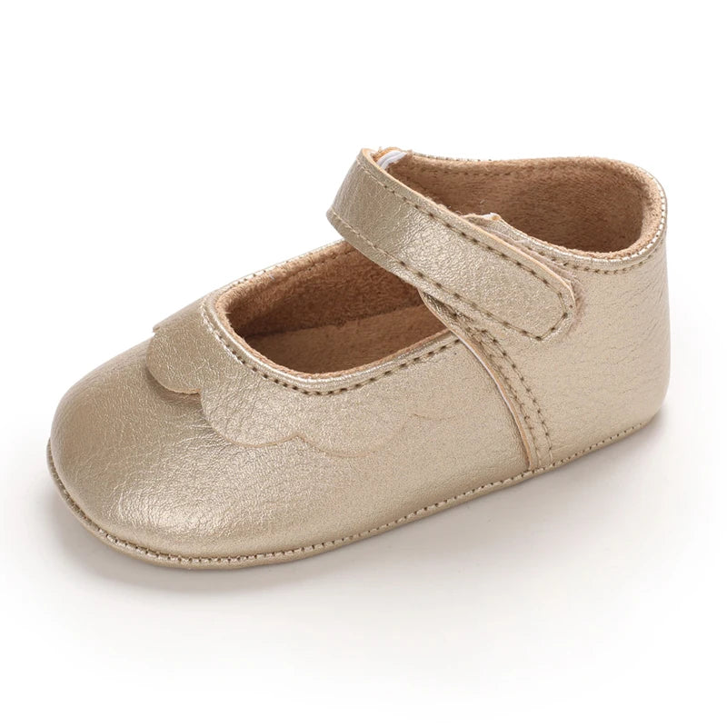 Baby Mädchen Schuhe 2025 - Fashion Einfarbig Leder Blume Prinzessin - Weiche Gummisohle Rutschfest Casual Erste Laufschuhe