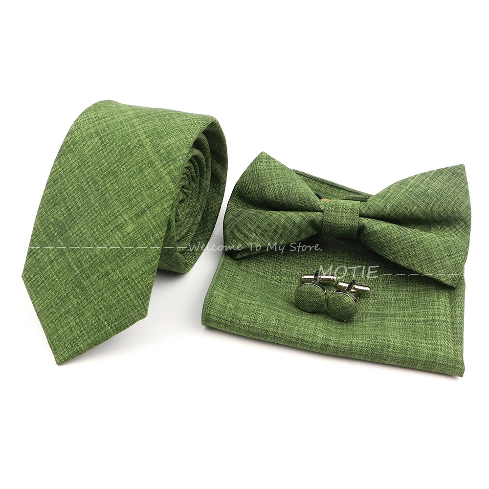 Set de accesorii bărbătești cu design nou, 27 de culori: batistă clasică din bumbac, butoni, papion pentru nuntă, petrecere, cadouri