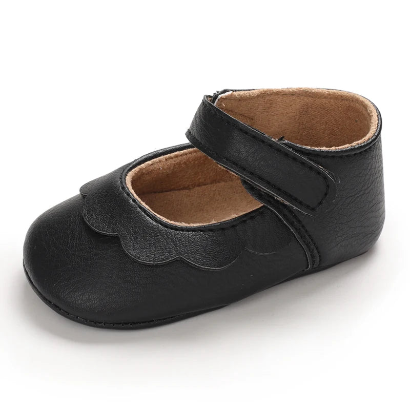 Baby Mädchen Schuhe 2025 - Fashion Einfarbig Leder Blume Prinzessin - Weiche Gummisohle Rutschfest Casual Erste Laufschuhe