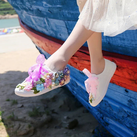 Sneakers Women 2024 Women Fashion Flowers Canvas Shoes Casual Flat Shoes Women Loafers Mujer Vulcanizar Los Zapatos size 35-44 - Golden Bridge Store
