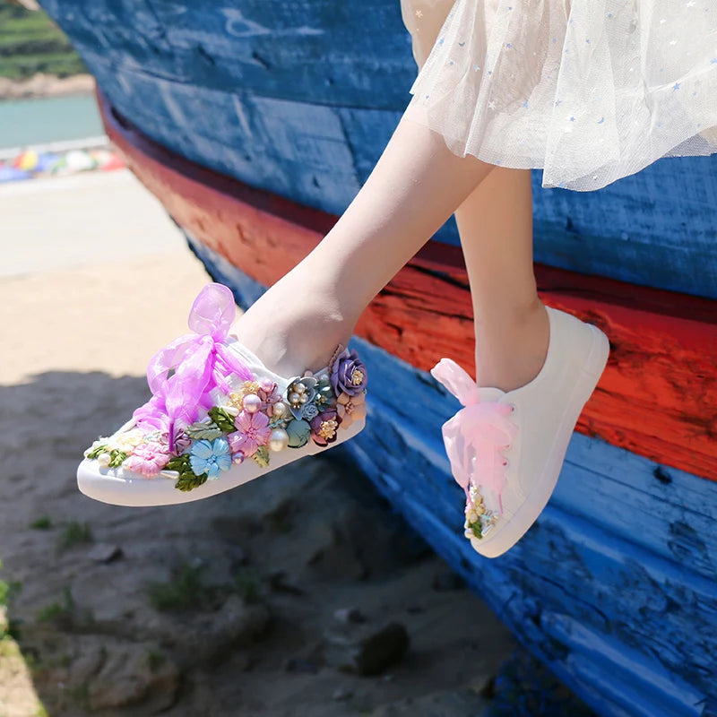 Sneakers Women 2024 Women Fashion Flowers Canvas Shoes Casual Flat Shoes Women Loafers Mujer Vulcanizar Los Zapatos size 35-44
