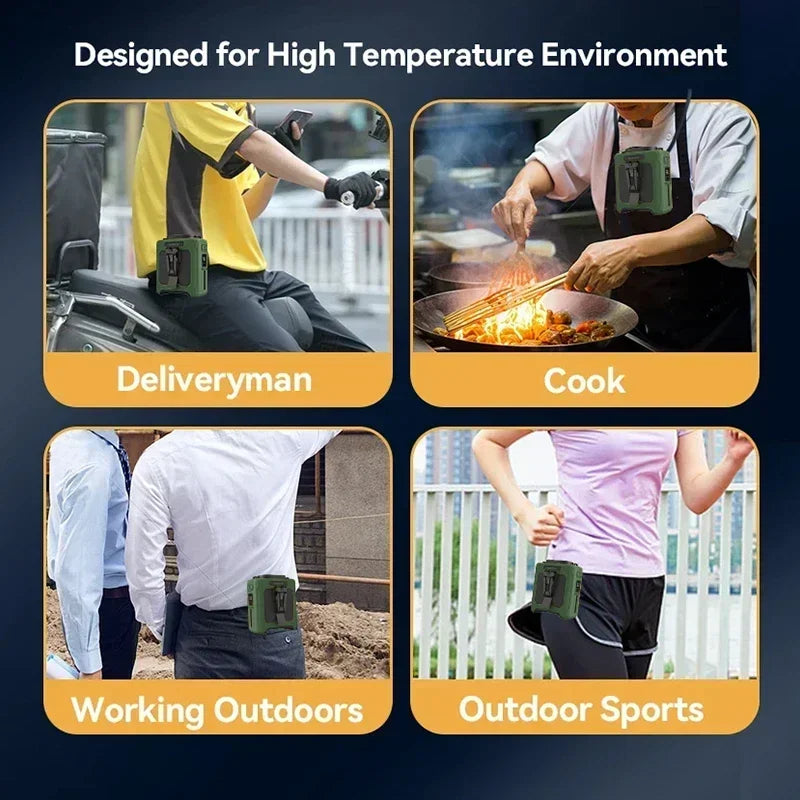 Ventilator portabil de talie 10000mAh cu baterie externă, iluminare LED, ventilator de gât suspendat, ventilator de răcire cu flux de aer puternic cu 5 viteze pentru lucru în aer liber