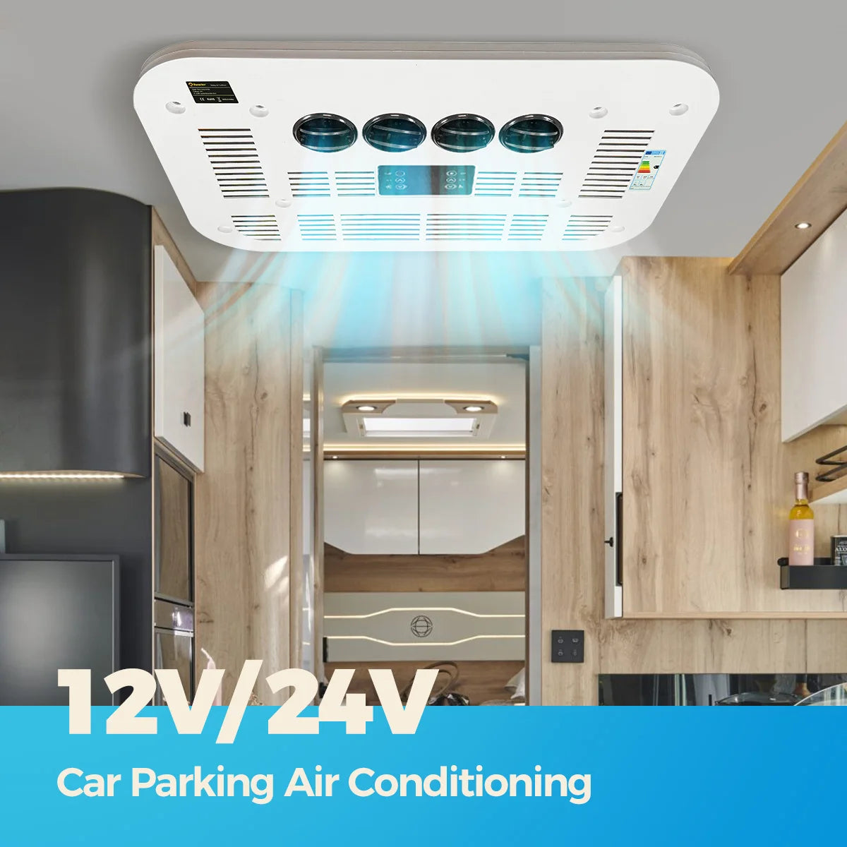 12/24V RV Air Conditioner Rooftop Air Conditioner for Cooling, Easy-to-install 12V RV DC Unit for RVs, Camper and Trucks, Etc.
