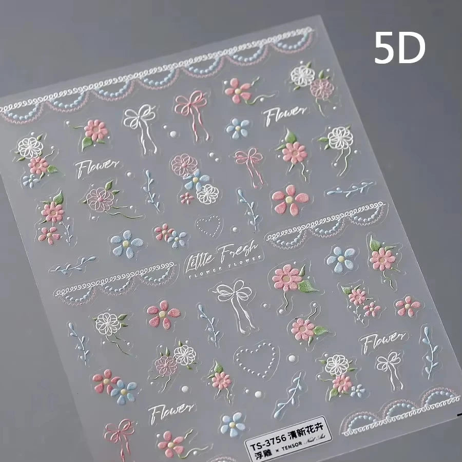 Autocolante pentru unghii RhstoeChoice 5D cu margine aurie - inimă, lună, stea