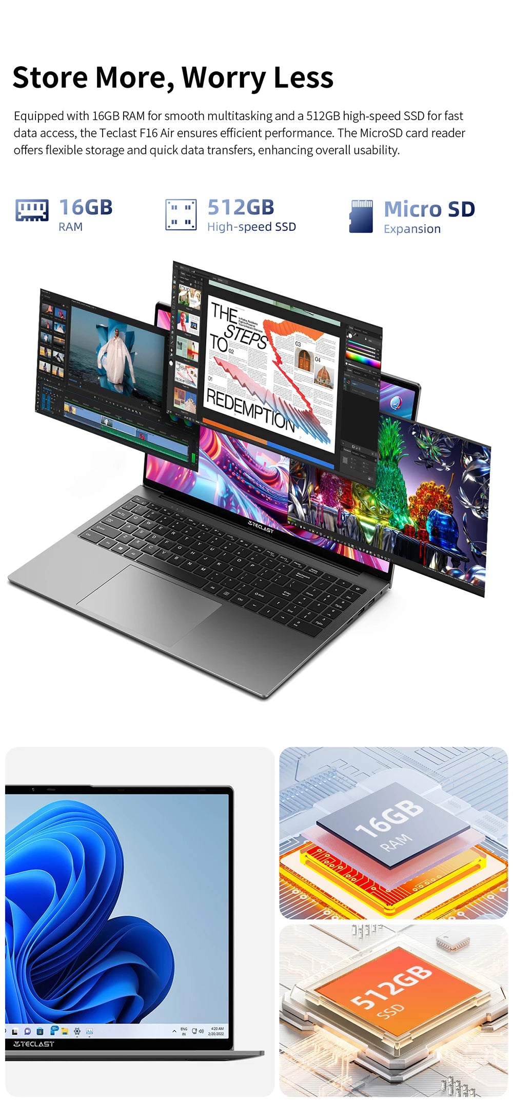 Teclast F16Air Flip-Laptop - 16 GB RAM, N95, 16,1Zoll