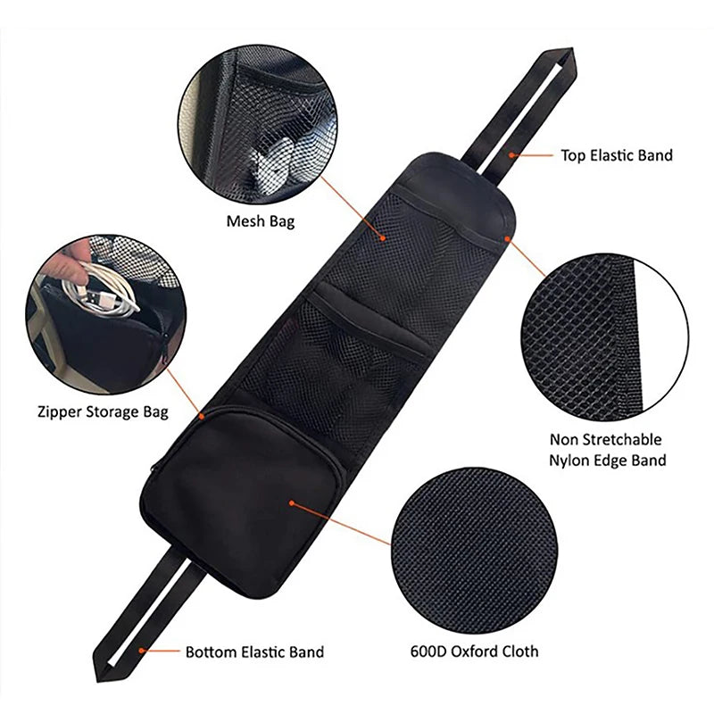 Organizator de scaun auto cu mai multe buzunare, multifuncțional, pentru scaunul auto din spate, lateral, agățat, geantă de depozitare cu buzunar din plasă, accesorii interioare auto