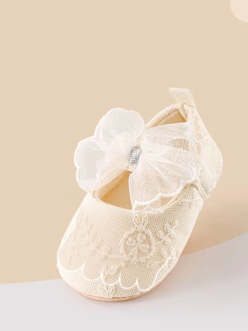 Sommer Baby Lauflernschuhe 2025 - 0-18M Mädchen Bestickte Mesh Schuhe - Kleinkind Schleife Weiche Sohle Stoffschuhe