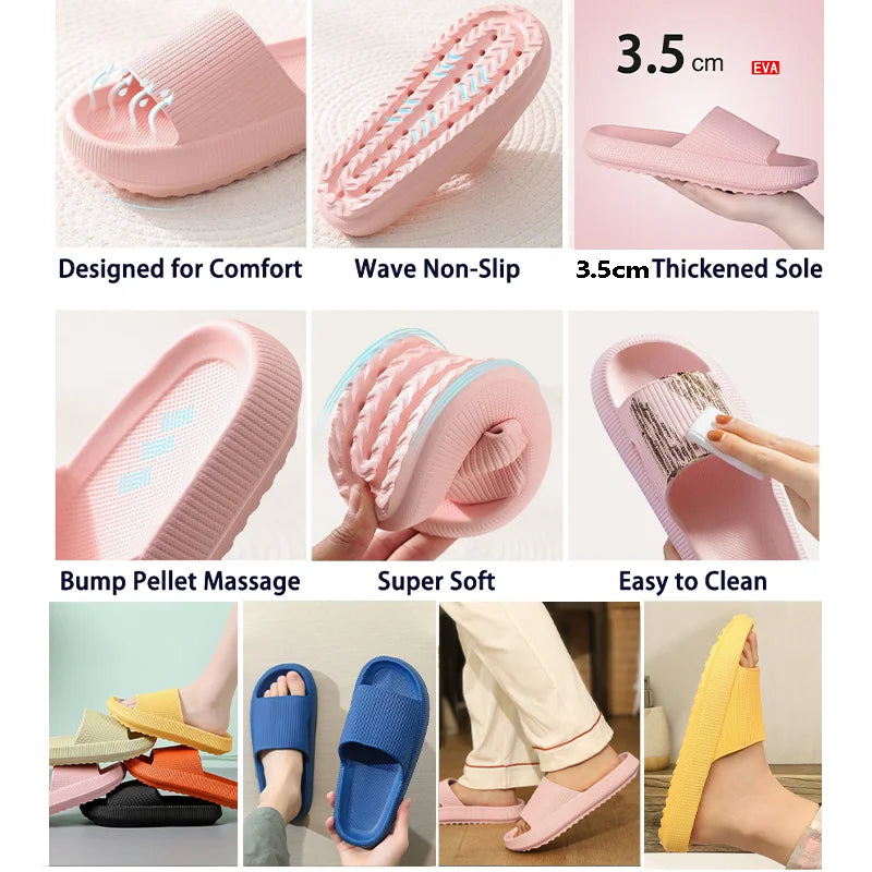 Frauen Dick Plattform Cloud Hausschuhe Sommer Strand Eva Weich Sohle Slide Sandalen Freizeit Männer Damen Innen Badezimmer Anti-Rutsch Schuhe