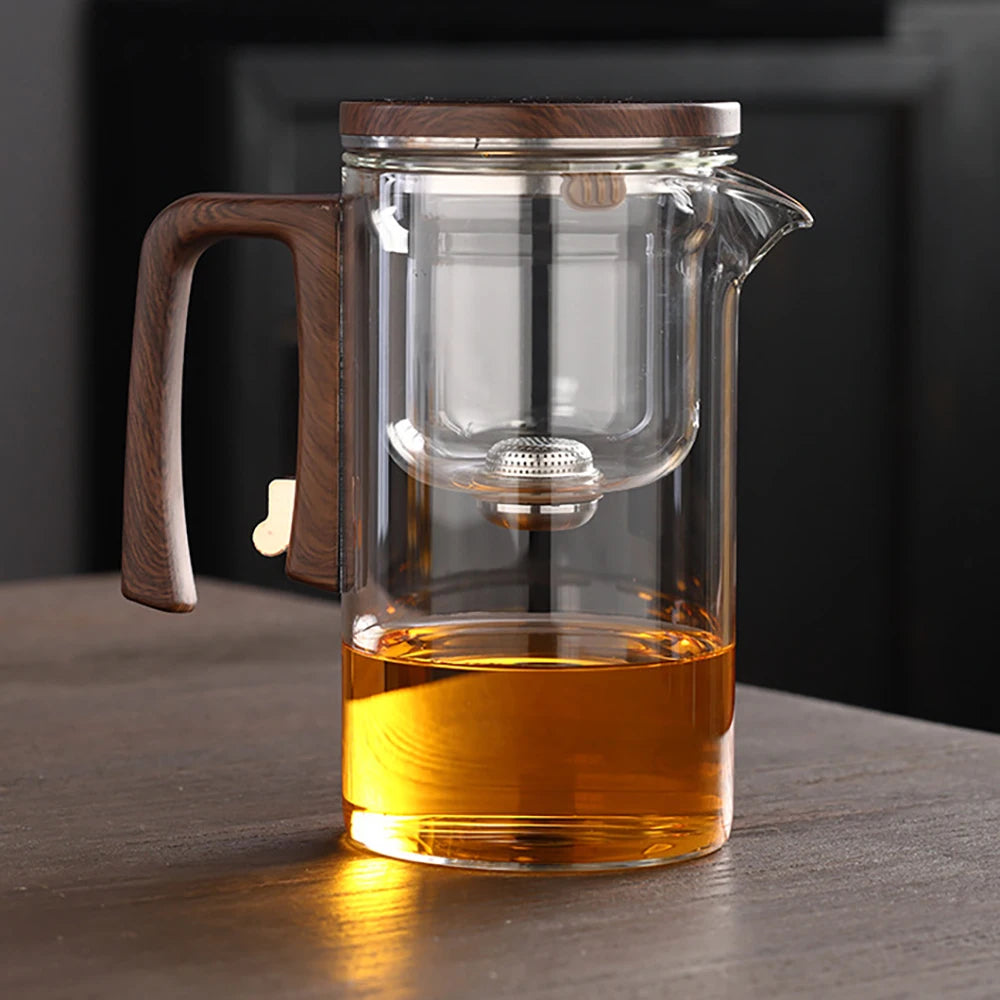 Glass Tea Pot Kettle Infuser 520ML/720ML Teapot Water Separation Inner Magnet One Click Magnetic Switch Tea Filtration Cup Set
