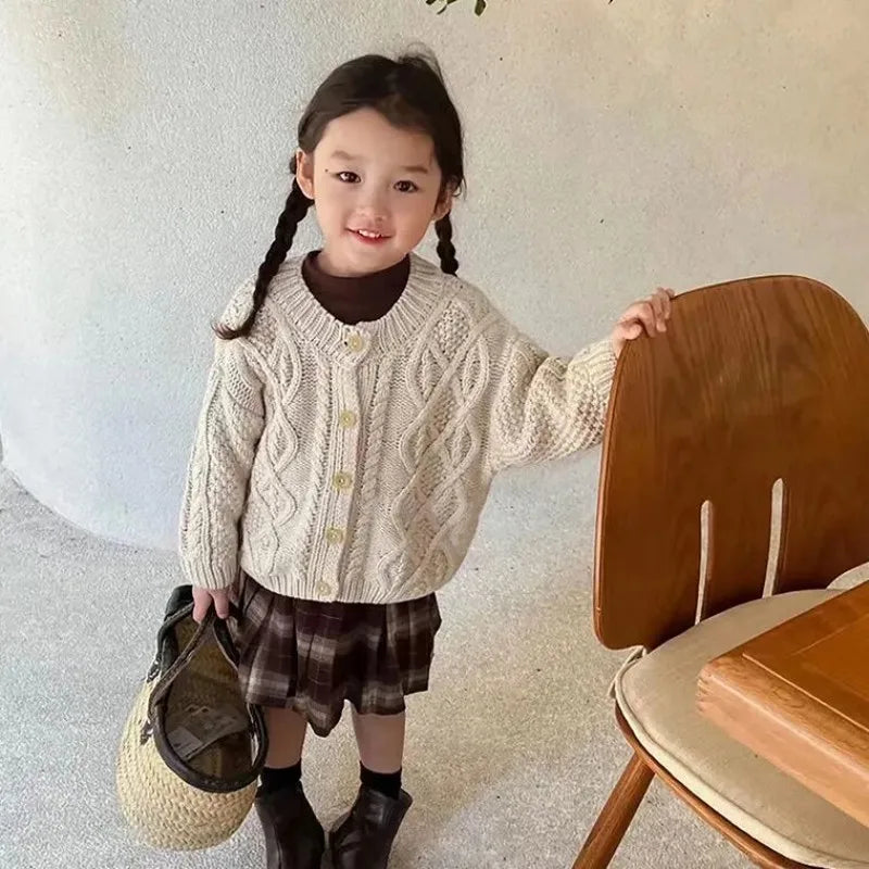 BabyStyle Strickjacke Mädchen Rundhals - Rot Gr.3-6 Unisex