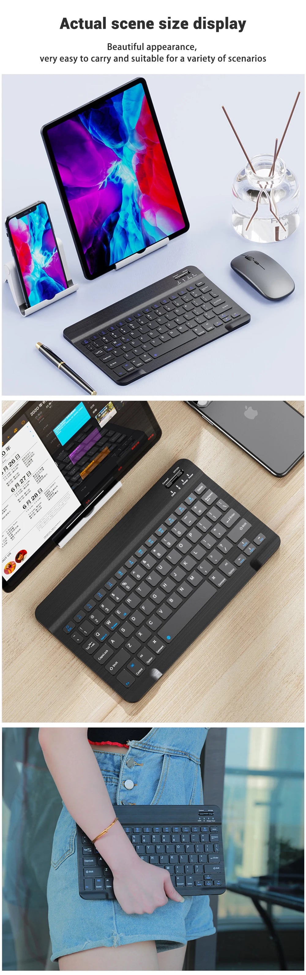 Bluetooth Wireless Tastatur und Maus für iOS Android Windows Tablet - Deutsche Version