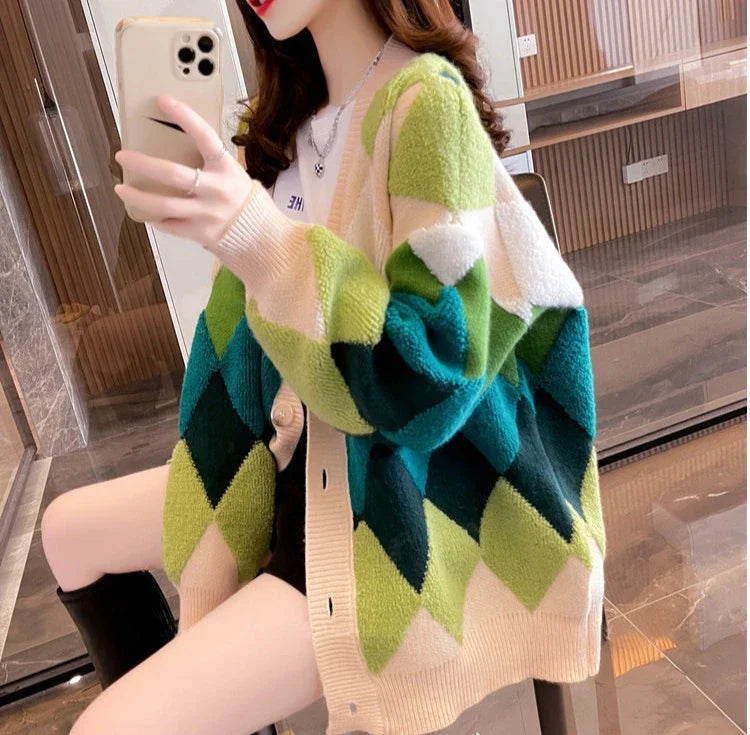 Shangkaka V-Neck Cardigan - Länge 26 Zoll Oder Mehr Gewicht 120 Bis 220 Gramm Pro Quadratmeter Lockere Passform