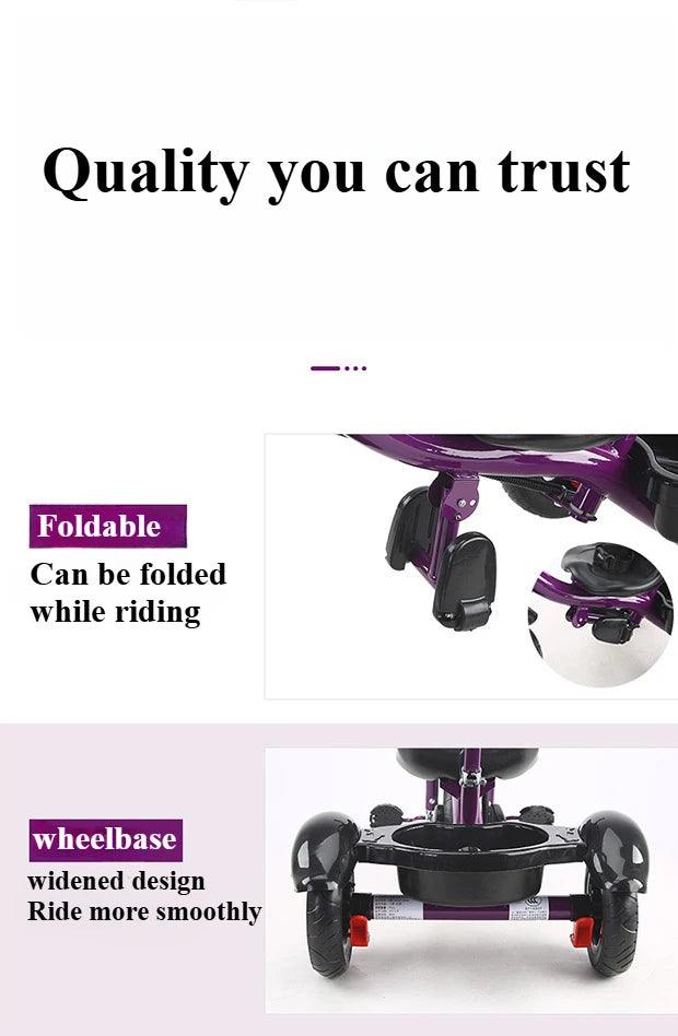 Cărucior tricicletă Choice 2 în 1 - Scaun reglabil 3-6 ani, coșuleț