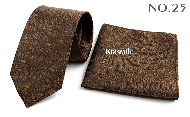 Novelty Paisley Tie Pocket Square Set For Men Skinny Slim 6cm Necktie Fit Business Wedding Party Stage Host Daily Wear Accessory