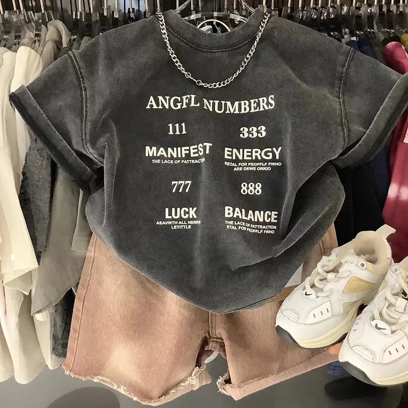 Jungen-T-Shirt 2025: Vintage-Washed Premium Cotton - Trendy Sommer-Collection