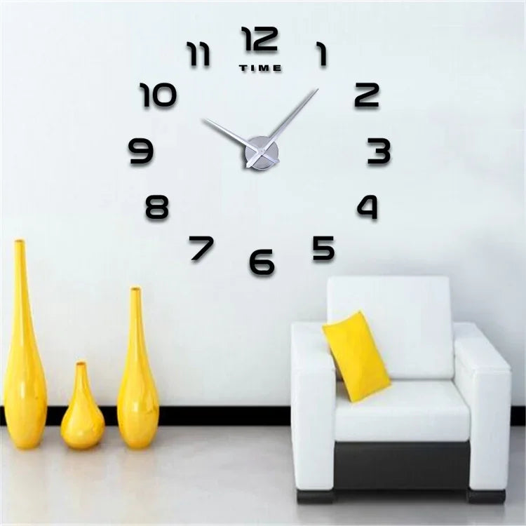 Modern Design Large Wall Clock 2D DIY Quartz Clock Fashion Watch Acrylic Mirror Stickers Living Room Home Decoration Decor