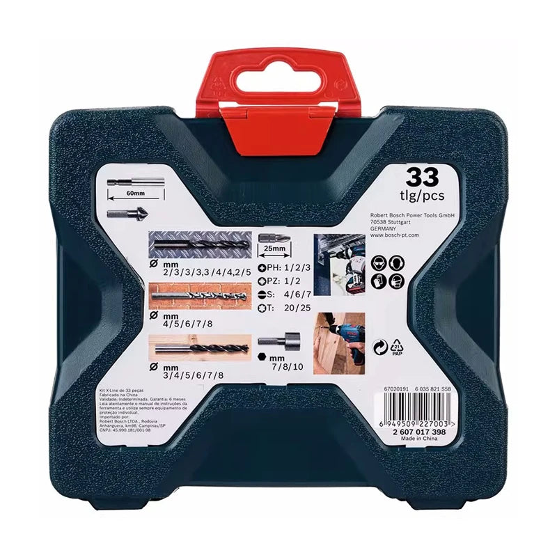 Bosch 33Pcs Drill Bits Screwdriver Bit Mixed Kit 2-8mm High-Speed Steel Drill Bit Screwdriver Head Mix Set for Wood/metal/stone