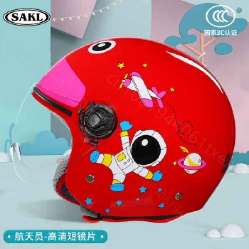 Children Cartoon Cute 4 season Motorcycle helmets Open face electric car bike child helmet for kids boy girl unicorn casco moto