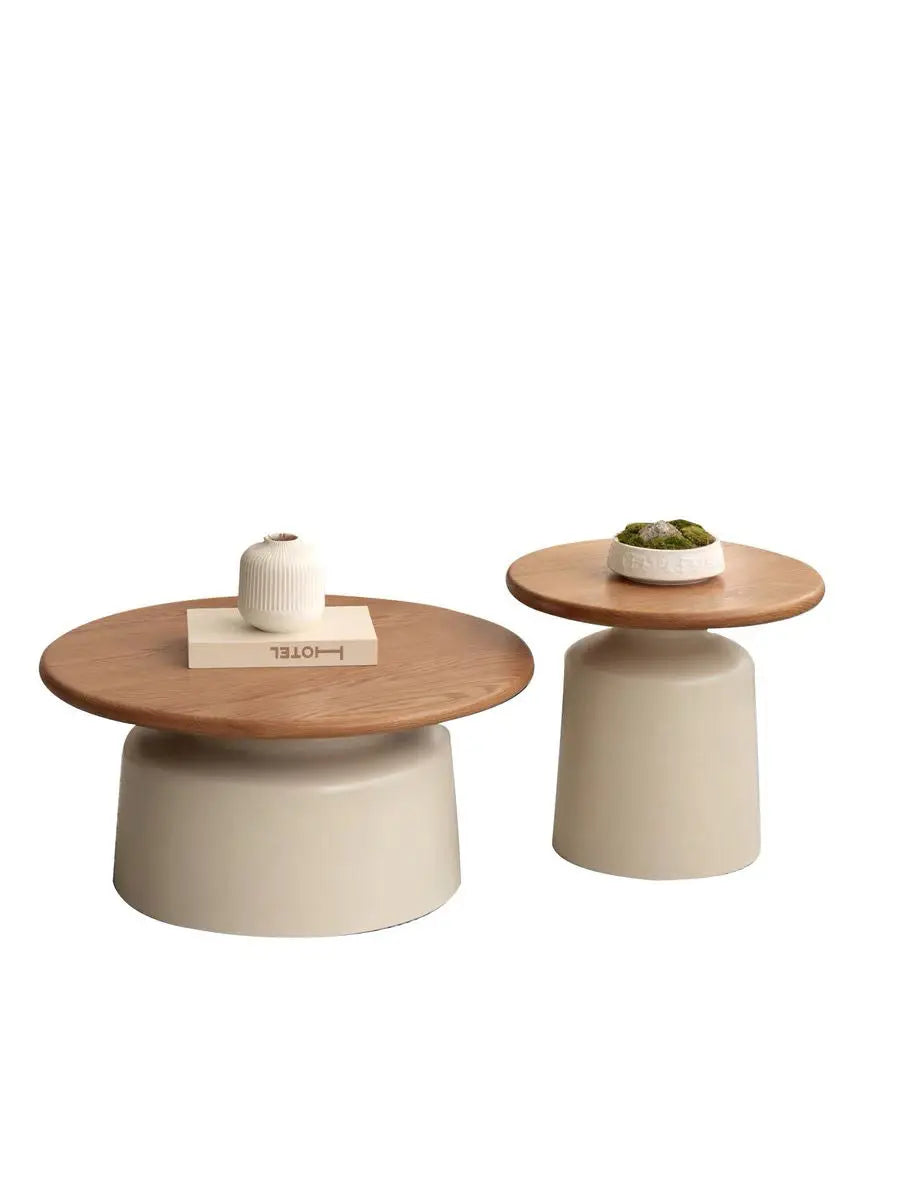 Creamy Wind Apartment Coffee Table Living Room Household Small Apartment Simplicity Iron Round Homestay Coffee Table Furniture