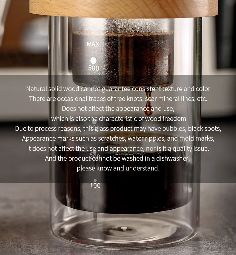 Glass Ice Drip Cold Brew Coffee Pot Portable Ice Cold Drinking Coffee Maker Home Kitchen Use Pour Over Kettle Removable Cleaning