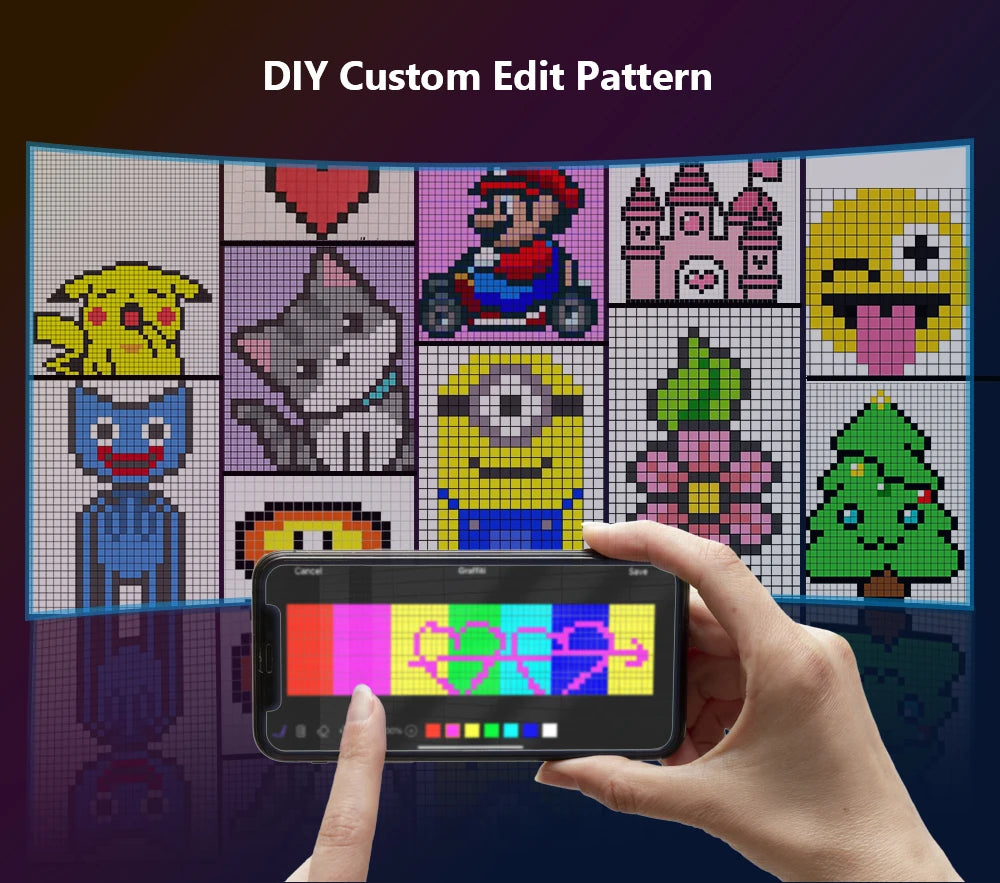 LED-Matrix-Pixel-Panel, Scrollendes Helliges Werbe-LED-Schild, Flexibles USB 5V LED-Auto-Schild Bluetooth-App-Steuerung