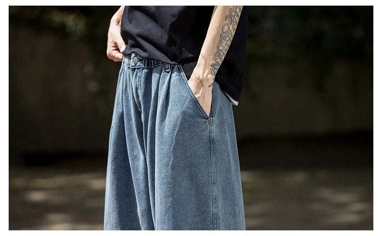 Men's Jeans Hip Hop Streetwear Skateboard Neutral Denim Trousers Men Jeans Wide Leg Denim Cargo Jean Pants Loose Straight Baggy