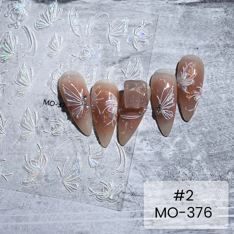 Super strălucitoare 3D fluture unghii autocolante Aurorae Shell fluture unghii elegante farmece autoadezive glisoare pentru manichiură decalcomanii