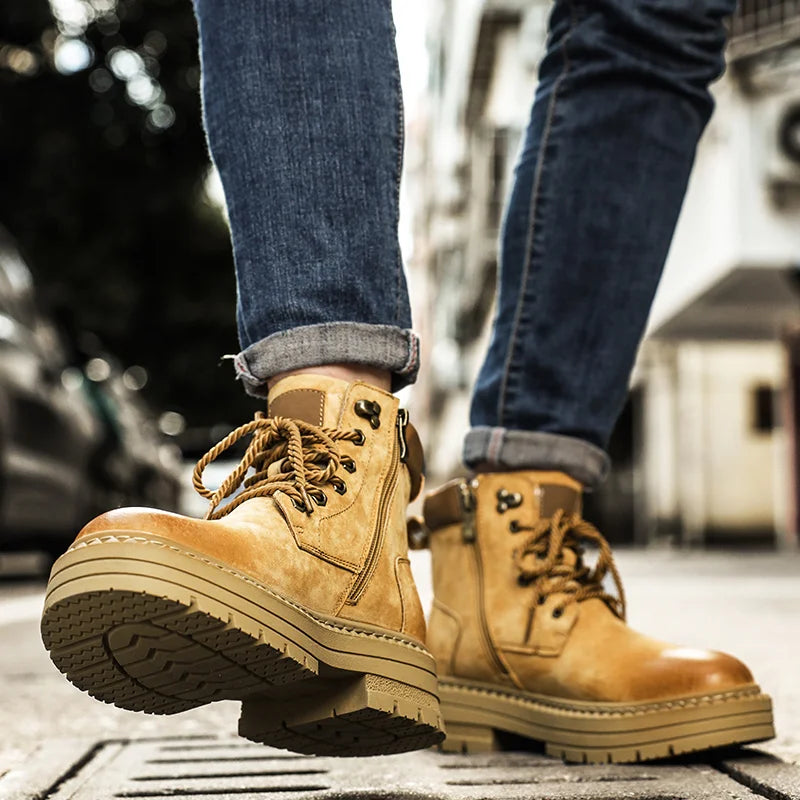 YeinshaarsCN Suede Leder High-Top - Größe Knöchel Rutschfeste Sohle