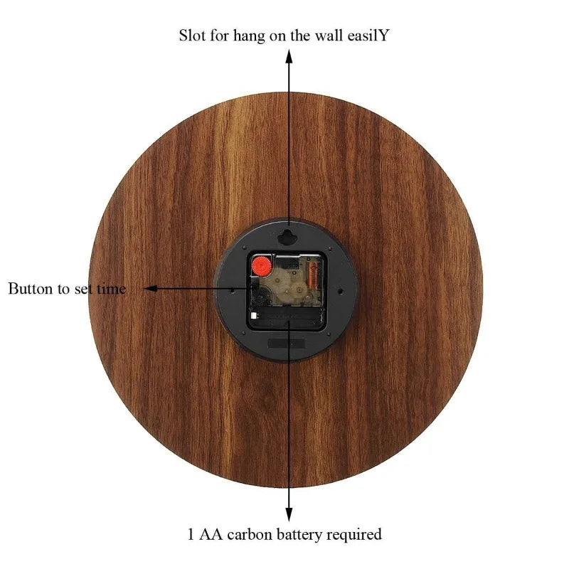 Luminous Wall Clock 12 Inch Wooden Silent Non-Ticking Kitchen Wall Clocks with Night Lights for Indoor/Outdoor Living Room