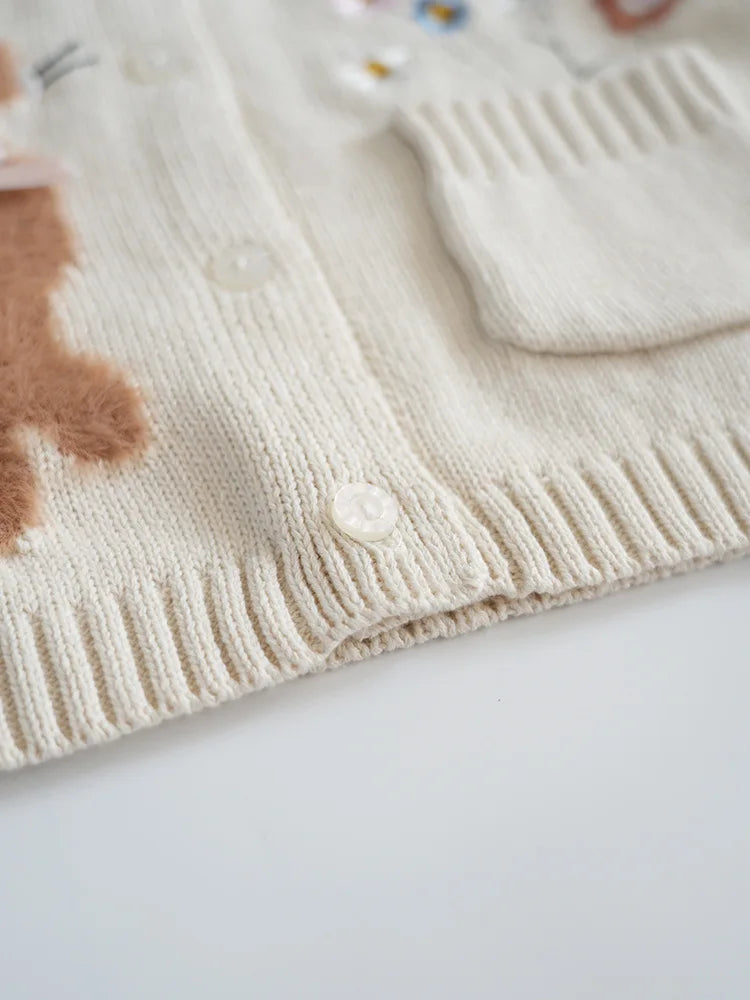 Deer jonmi Gestrickter Pilz-Pullover - Baumwolle Vollärmel